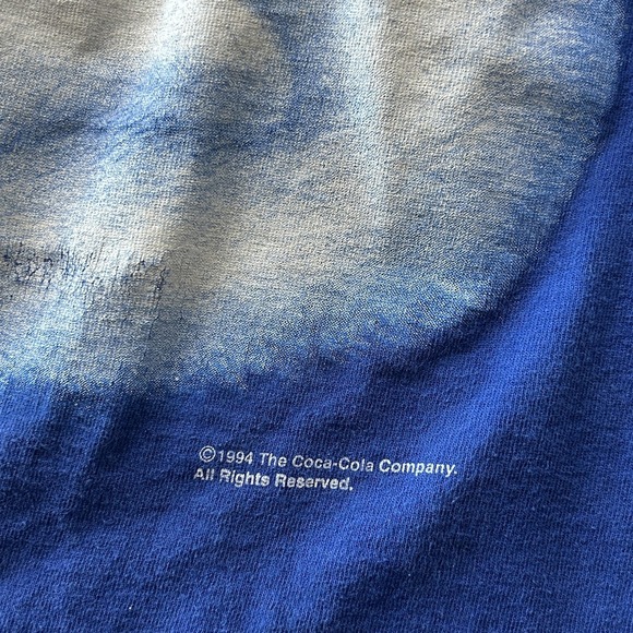 Vintage 1994 Coca Cola Company Shirt Mens Large Blue Polar Bear Graphic Tee - Picture 3 of 8